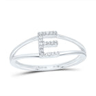10K White Gold Diamond Gift Initial "E" Women's Ring 1/20 Cttw - Splendid Jewellery