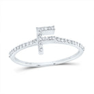 10K White Gold Diamond Gift Initial "F" Ring 1/6 Cttw - Splendid Jewellery