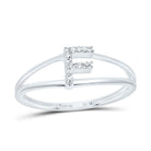 10K White Gold Diamond Gift Initial "F" Women's Ring 1/20 Cttw - Splendid Jewellery