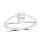 10K White Gold Diamond Gift Initial "F" Women's Ring 1/20 Cttw - Splendid Jewellery