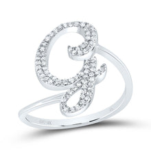 Load image into Gallery viewer, 10K White Gold Diamond Gift Initial "G" Ring 1/4 Cttw - Splendid Jewellery