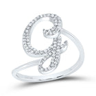 10K White Gold Diamond Gift Initial "G" Ring 1/4 Cttw - Splendid Jewellery