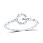 10K White Gold Diamond Gift Initial "G" Ring 1/6 Cttw - Splendid Jewellery