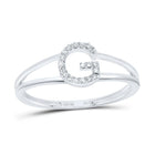 10K White Gold Diamond Gift Initial "G" Women's Ring 1/20 Cttw - Splendid Jewellery