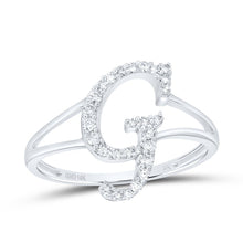 Load image into Gallery viewer, 10K White Gold Diamond Gift Initial "G" Women's Ring 1/5 Cttw - Splendid Jewellery
