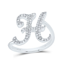 Load image into Gallery viewer, 10K White Gold Diamond Gift Initial "H" Ring 1/4 Cttw - Splendid Jewellery
