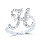 10K White Gold Diamond Gift Initial "H" Ring 1/4 Cttw - Splendid Jewellery
