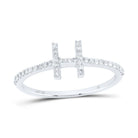 10K White Gold Diamond Gift Initial "H" Ring 1/6 Cttw - Splendid Jewellery