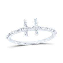 Load image into Gallery viewer, 10K White Gold Diamond Gift Initial "H" Ring 1/6 Cttw - Splendid Jewellery
