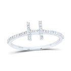 10K White Gold Diamond Gift Initial "H" Ring 1/6 Cttw - Splendid Jewellery