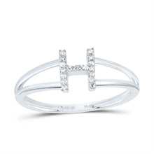 Load image into Gallery viewer, 10K White Gold Diamond Gift Initial "H" Women's Ring 1/20 Cttw - Splendid Jewellery