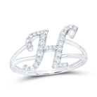10K White Gold Diamond Gift Initial "H" Women's Ring 1/4 Cttw - Splendid Jewellery