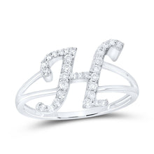 Load image into Gallery viewer, 10K White Gold Diamond Gift Initial "H" Women's Ring 1/4 Cttw - Splendid Jewellery