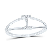 Load image into Gallery viewer, 10K White Gold Diamond Gift Initial "I" Women's Ring 1/20 Cttw - Splendid Jewellery