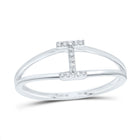 10K White Gold Diamond Gift Initial "I" Women's Ring 1/20 Cttw - Splendid Jewellery