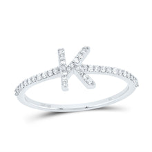 Load image into Gallery viewer, 10K White Gold Diamond Gift Initial "K" Ring 1/6 Cttw - Splendid Jewellery