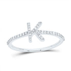 10K White Gold Diamond Gift Initial "K" Ring 1/6 Cttw - Splendid Jewellery