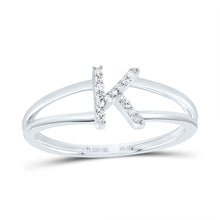Load image into Gallery viewer, 10K White Gold Diamond Gift Initial "K" Women's Ring 1/20 Cttw - Splendid Jewellery