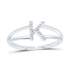 10K White Gold Diamond Gift Initial "K" Women's Ring 1/20 Cttw - Splendid Jewellery