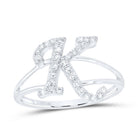 10K White Gold Diamond Gift Initial "K" Women's Ring 1/4 Cttw - Splendid Jewellery