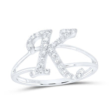 Load image into Gallery viewer, 10K White Gold Diamond Gift Initial "K" Women's Ring 1/4 Cttw - Splendid Jewellery