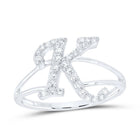 10K White Gold Diamond Gift Initial "K" Women's Ring 1/4 Cttw - Splendid Jewellery