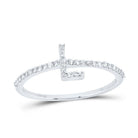 10K White Gold Diamond Gift Initial "L" Ring 1/6 Cttw - Splendid Jewellery