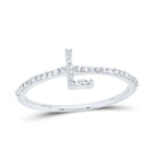 10K White Gold Diamond Gift Initial "L" Ring 1/6 Cttw - Splendid Jewellery