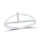10K White Gold Diamond Gift Initial "L" Women's Ring 0.03 Cttw - Splendid Jewellery