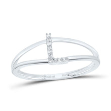 Load image into Gallery viewer, 10K White Gold Diamond Gift Initial "L" Women's Ring 0.03 Cttw - Splendid Jewellery