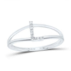 10K White Gold Diamond Gift Initial "L" Women's Ring 0.03 Cttw - Splendid Jewellery