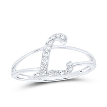Load image into Gallery viewer, 10K White Gold Diamond Gift Initial "L" Women's Ring 1/8 Cttw - Splendid Jewellery