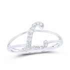 10K White Gold Diamond Gift Initial "L" Women's Ring 1/8 Cttw - Splendid Jewellery