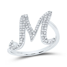 Load image into Gallery viewer, 10K White Gold Diamond Gift Initial "M" Ring 1/4 Cttw - Splendid Jewellery