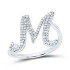 10K White Gold Diamond Gift Initial "M" Ring 1/4 Cttw - Splendid Jewellery