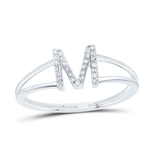 Load image into Gallery viewer, 10K White Gold Diamond Gift Initial "M" Women's Ring 1/12 Cttw - Splendid Jewellery