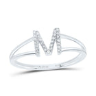 10K White Gold Diamond Gift Initial "M" Women's Ring 1/12 Cttw - Splendid Jewellery