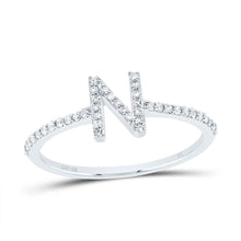 Load image into Gallery viewer, 10K White Gold Diamond Gift Initial "N" Ring 1/6 Cttw - Splendid Jewellery