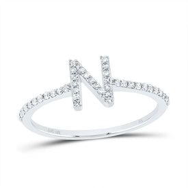 10K White Gold Diamond Gift Initial 
