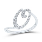 10K White Gold Diamond Gift Initial "O" Ring 1/6 Cttw - Splendid Jewellery