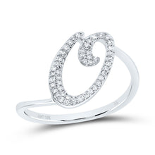 Load image into Gallery viewer, 10K White Gold Diamond Gift Initial "O" Ring 1/6 Cttw - Splendid Jewellery