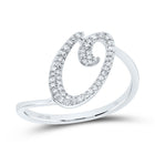 10K White Gold Diamond Gift Initial "O" Ring 1/6 Cttw - Splendid Jewellery
