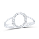 10K White Gold Diamond Gift Initial "O" Women's Ring 1/6 Cttw - Splendid Jewellery