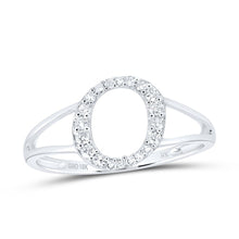 Load image into Gallery viewer, 10K White Gold Diamond Gift Initial "O" Women's Ring 1/6 Cttw - Splendid Jewellery