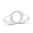 10K White Gold Diamond Gift Initial "O" Women's Ring 1/6 Cttw - Splendid Jewellery