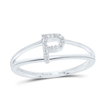 Load image into Gallery viewer, 10K White Gold Diamond Gift Initial "P" Women's Ring 1/20 Cttw - Splendid Jewellery