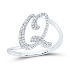 10K White Gold Diamond Gift Initial "Q" Ring 1/5 Cttw - Splendid Jewellery