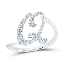 Load image into Gallery viewer, 10K White Gold Diamond Gift Initial "Q" Ring 1/5 Cttw - Splendid Jewellery