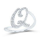 10K White Gold Diamond Gift Initial "Q" Ring 1/5 Cttw - Splendid Jewellery