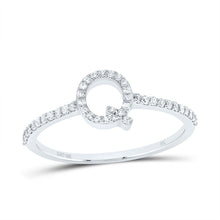 Load image into Gallery viewer, 10K White Gold Diamond Gift Initial "Q" Ring 1/6 Cttw - Splendid Jewellery